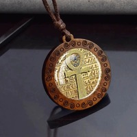 Pendentif en bois Ankh Anubis Scarabée, décoration vintage, mythologie égyptienne, bijoux unisexe avec chaîne en corde, style rustique et tendance