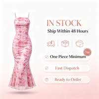 Robe Midi Femme Imprimé Floral en Maille à Bretelles Fines, Style Crayon Froncé et Drapé, Printemps Automne, Élégante pour Vacances et Soirées OEMODM