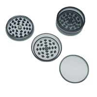 Moulins à herbe en plastique multicolores en gros, 60 mm, plats, à trois couches, accessoires pour fumeurs