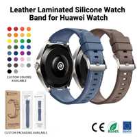 Bracelet de montre en cuir et silicone de luxe 22 mm pour Huawei Buds2, bracelet hybride cuir-silicone, bracelets de montre intelligente pour hommes