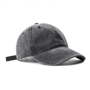 Women's Japanese Style Baseball Cap <b>Summer</b> Soft Top Black <b>Hat</b> Men's Retro Outdoor Duckbill Cap Washed Denim Cotton Letter - Product Image 1