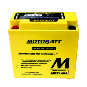 Batería de Motocicleta Motobatt MBT14B4 12V 13Ah AGM con Tecnología de Matriz de Vidrio Absorbida - Product Image 1