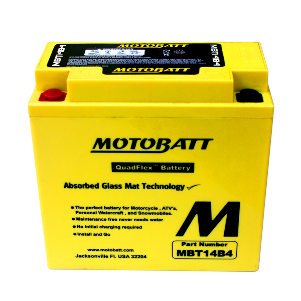 New Motobatt Motorcycle Battery MBT14B4 12V 13Ah AGM Rechargeable 156Wh Made in Italy