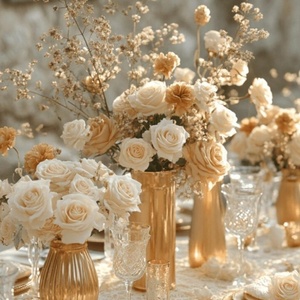 Grande <span class=keywords><strong>Boule</strong></span> de Fleurs Artificielles de Luxe, <span class=keywords><strong>Vase</strong></span> Décoratif Centre de Table pour Événements, Candélabre Support de Fleurs, Bouquet - Product Image 5