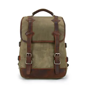 BEARKY Travelling large Capacity luxury business Casual leather waxed custom vintage canvas backpack unisex