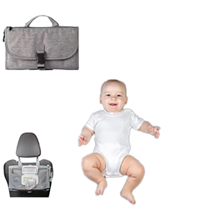 Tapis à langer portable Syntone pour bébé, motif uni, résistant à l'eau, en polyester, avec poche pour lingettes intelligentes, design pliable - Product Image 1