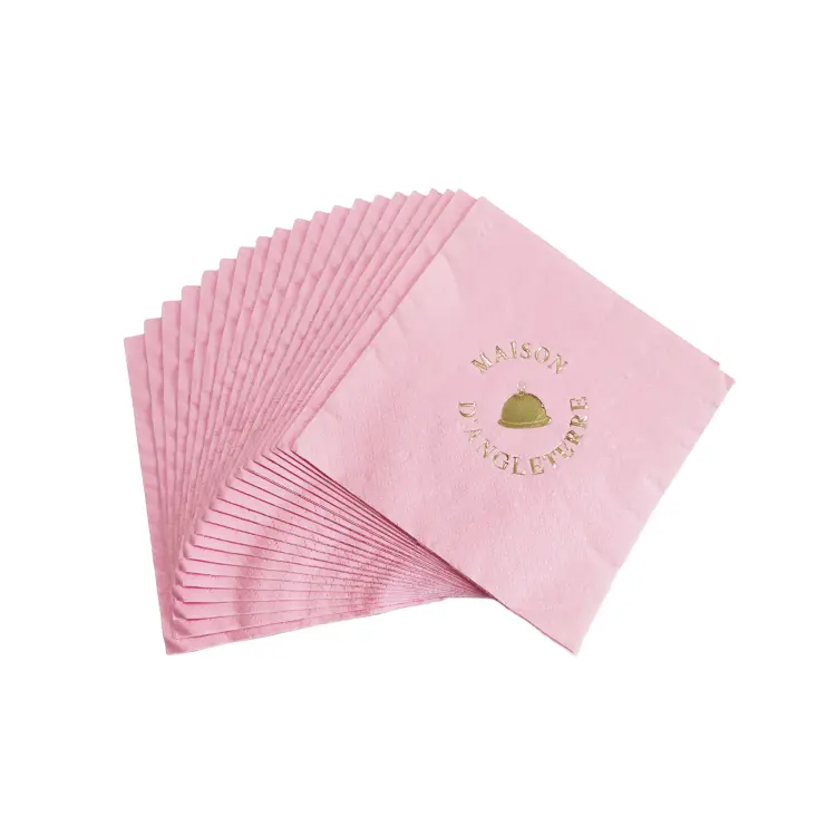 Custom Logo Printed Colored Paper Napkins   Serviettes Dinner Cocktail Elegant Gold Foil Paper Napkins