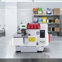 Machine à coudre surjeteuse 4 fils à alimentation manuelle pour usage domestique et industriel, neuve, à plateau plat et engrenages intégrés