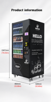 Distributeur automatique de boissons LCD 7 pouces de haute qualité ZhongDa, désinfection UV, conformité ADA, options de paiement multiples 200-300