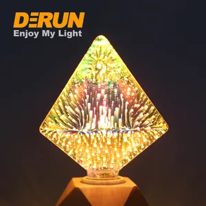 New Year Holiday Festival Christmas Party Decoration 4W A60 Star Heart Global LED Fireworks 3D Effect Glass Light Bulb , DEC-3D