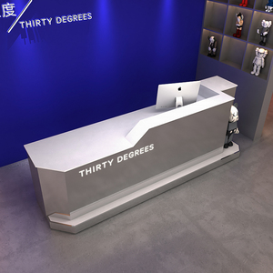 Bancone Reception di Alta Gamma in Acciaio Inox Irregolare, Scrivania <span class=keywords><strong>Cassa</strong></span>, Tavolo Bar per Negozi di Abbigliamento <span class=keywords><strong>Uomo</strong></span>/Donna, Saloni di Bellezza e Studi - Product Image 5