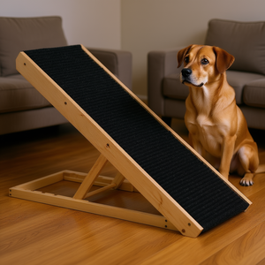 Rampa ajustable para mascotas de madera de pino, negra, antideslizante, plegable, para perros y gatos, modelo D0100X3H17J - Product Image 2