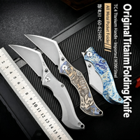 Cutter portable en acier poudré M390 avec manche gravé couleur, outil EDC d'extérieur, modèle QG007, levier plat, OEM ODM, vente en gros personnalisée