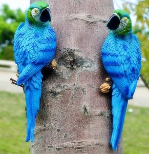 Harz Papagei <span class=keywords><strong>Outdoor</strong></span> Bar Dekor, große realistische Papagei Statuen für lebensechte Vogel Skulpturen Garten Figur Tier Baum Wand - Product Image 4