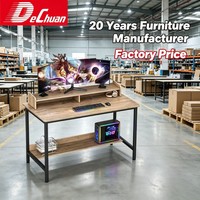 Prix d'usine Foshan Furniture Bureau d'ordinateur en métal à 2 niveaux avec conception à montage facile