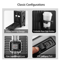 Valise à roulettes en aluminium à ouverture frontale avec serrure TSA et port de charge USB, idéale pour les voyages d'affaires ou décontractés