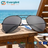 Lunettes de soleil pilote Everglint de haute qualité à monture intégrale et double pont en métal, polarisées, protection UV400 %, style classique pour la conduite