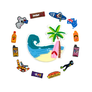 Decorazioni Personalizzabili per Scarpe in PVC Unisex, Charm a Tema Costa d'Oro <span class=keywords><strong>Oceania</strong></span> per Accessori Sandali da Turismo e Tempo Libero - Product Image 1