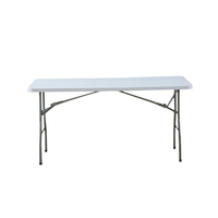 Table pliante rectangulaire en plastique HDPE pour extérieur, table portable blanche en plastique pour événements