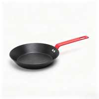 Wajan Penggorengan Baja Karbon Anti Lengket Desain Modern 24cm, Dapat Disesuaikan, Nitrided Tanpa Lapisan, Cocok untuk Kompor Gas dan Induksi, Aman untuk Oven, Berbahan Logam
