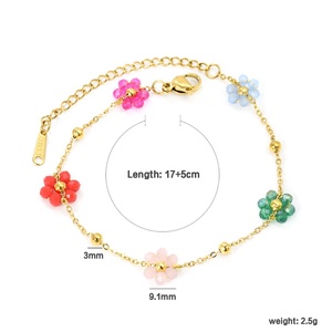 Collier en acier inoxydable plaqué or 18 carats, perles colorées marguerite, tournesol, cristaux, chaîne de mode, bijoux, bracelet, collier ras du cou - Product Image 2