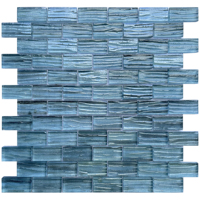 Mosaïque de verre pour piscine, bleu brillant, 12x12'', montée sur grille, pour éléments aquatiques