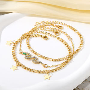 KISSWIFE Bracelets de <span class=keywords><strong>cheville</strong></span> d'été bohème en forme de serpent pour femmes Bracelets de <span class=keywords><strong>cheville</strong></span> multicouches Pieds nus sur jambe Chaîne Bijoux Cadeau - Product Image 4
