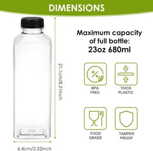 Conteneur carré pour jus en PET sans BPA de 1 L (1000 ml), bouteille de boisson de 2 oz, 8 oz, 16 oz, boîte en carton plastique pour soda de 250 ml, 60 ml - Product Image 2