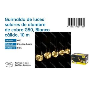 Guirnalda de Luces Solares de 10 Metros G50 con Cable de Cobre IP65 para Decoración de Jardín Exterior - Product Image 3