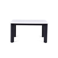 Table à manger carrée moderne de luxe, table à manger en marbre de luxe avec pieds en bois pour appartement, hôtel, maison