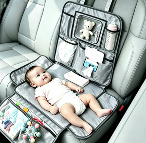 Sac de voyage multifonctionnel pour bébé, sac de rangement pliable, matelas à langer 2 en 1, station de change imperméable, organisateur de voiture - Product Image 1