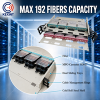 KEXINT 2U Panneau de brassage fibre optique haute densité 192 fibres MPO MTP, ODF coulissant pour montage en rack avec 8 cassettes MPO