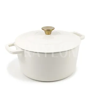 10 Inch 5L White Round Non-Stick Enamel Cast Iron Cookware Set Dutch Oven Pot Set For Personal Use