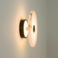 Lampe murale PM en marbre espagnol de luxe, en albâtre naturel, design moderne, pour salon, chambre à coucher, éclairage d'ambiance circulaire, applique murale de chevet