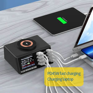 Venta caliente de 8 puertos <span class=keywords><strong>USB</strong></span> PD Cargador <span class=keywords><strong>port</strong></span>átil con magnético inalámbrico QC3.0 Puertos múltiples cargador rápido Estación de carga <span class=keywords><strong>USB</strong></span> - Product Image 4