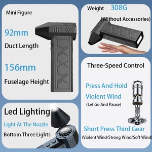 2024 Black Electric Turbo Jet <b>Fan</b> Fast Charging Portable USB/Battery Gun Blower Cars Hotels Outdoors-Easy Box Installation Four - Product Image 5
