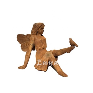 Ángel de jardinería antiguo, accesorio de decoración rústico con patas de Hada, pájaro, otros artículos de jardín, patio trasero - Product Image 2