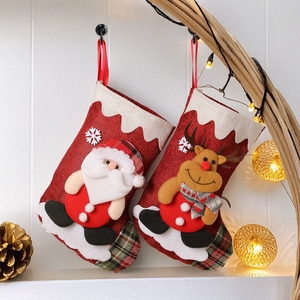 Ensemble de décorations suspendues de Noël en toile de jute, ornements de poupées en tissu Père Noël et Bonhomme de neige pour arbre, mur, cheminée, manteau de cheminée, décorations de vacances champêtres - Product Image 4