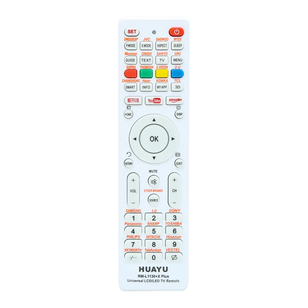 HUAYU RM-L1130 + X Plus Remote Control, Remote Control Merek Berbeda untuk Tv Universal