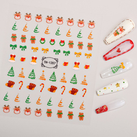 Autocollant pour ongles 3D imperméable, décalcomanie pour ongles mignonne de dessin animé de Noël, charme de décoration