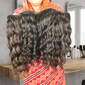 Extensiones de cabello humano virgen vietnamita ondulado liso de 100g, sin procesar, para tejer, con doble trama de encaje a máquina. - Product Image 1