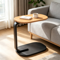 HEMUSHENG Table d'appoint moderne en fer forgé, sur pied, pour balcon, salon ou chevet, avec rangement