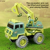 Ensemble de jouets de véhicules d'ingénierie en plastique ABS à grande échelle 1:5 pour garçons et tout-petits : Excavatrice, Bétonnière, Voiture à roulettes, Camion à outils d'assemblage