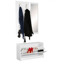 Crochets muraux et étagère de rangement de banc de chaussures d'arbre de Hall large moderne blanc minimaliste avec organisateur d'entrée de miroir