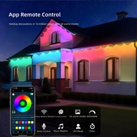 Lumières LED extérieures intelligentes pour avant-toits de 50 pieds, RVB à changement de couleur, permanentes, synchronisation musicale via application, flexibles, durables, IP67