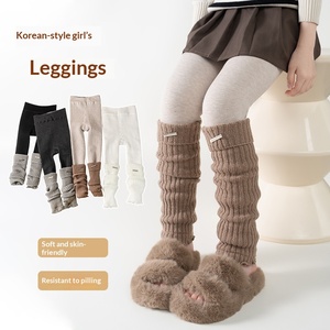 Leggings in maglia da ragazza Autunno Inverno, calze <span class=keywords><strong>a</strong></span> rete alla moda con patchwork, calze <span class=keywords><strong>a</strong></span> mezza gamba spesse e calde, impilabili - Product Image 2