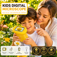Microscope numérique portable pour enfants avec écran IPS, microscope rechargeable pour enfants, 8 LED, USB-C, microscope portable pour enfants