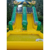 Parcours d'obstacles gonflable en PVC commercial avec toboggan aquatique et piscine pour la location