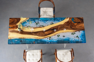 Mesa de Resina Epoxi <span class=keywords><strong>Sancho</strong></span> Multi-Bay de Tres Capas con Micro Paisaje Subacuático, Diseño Contemporáneo, Juego de Comedor - Product Image 6