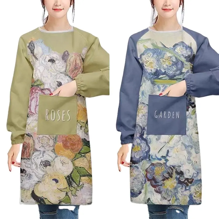 Grembiule personalizzato colorato kimono poliestere grembiule con stampa su misura alimentazione unisex grembiule per la pittura nail worker